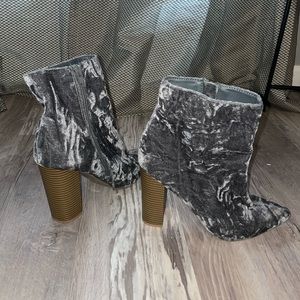 Size 7 velvet booties! Worn once. True to size